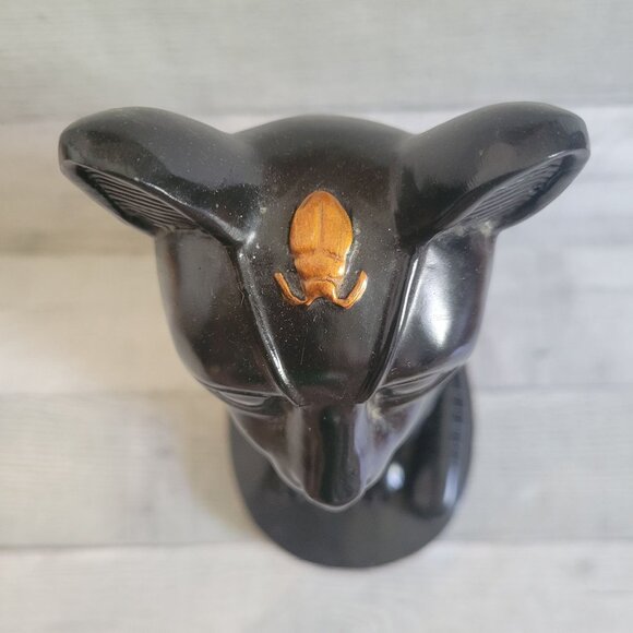 Egyptian Bastet Cat Goddess Statue - Black & Gold Resin Figurine - Picture 7 of 11